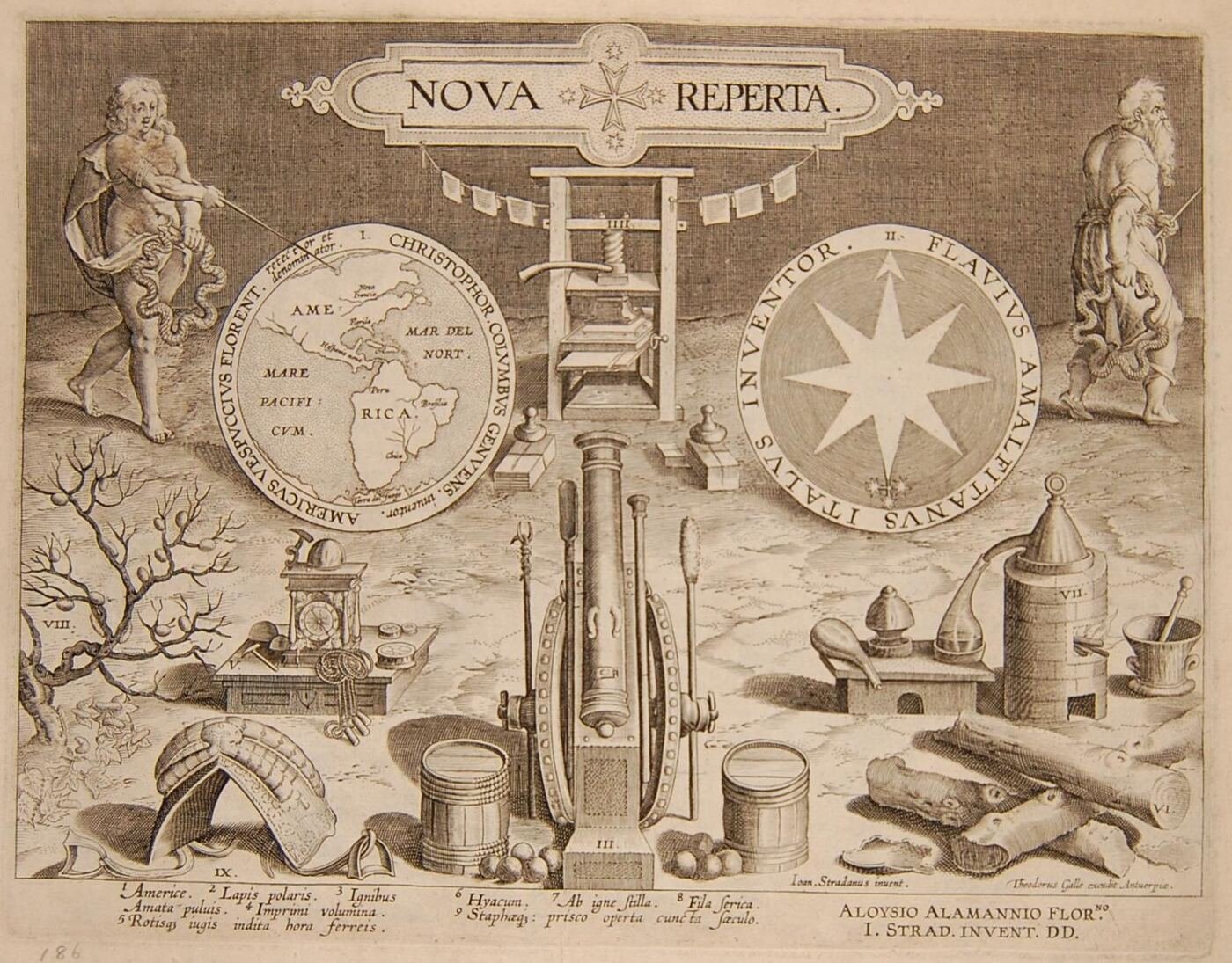 Gravure Nova Reperta : allégorie des inventions et découvertes du XVIe siècle